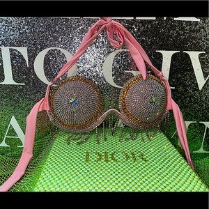 Rhinestone Tassel bikini Top